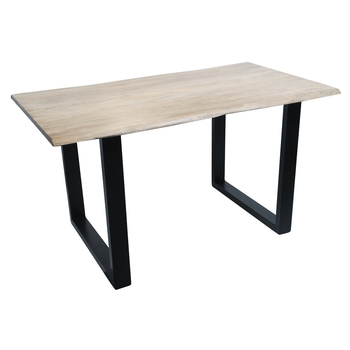 Tafel 140 x 80 cm, licht gekalkt blad, zwart frame