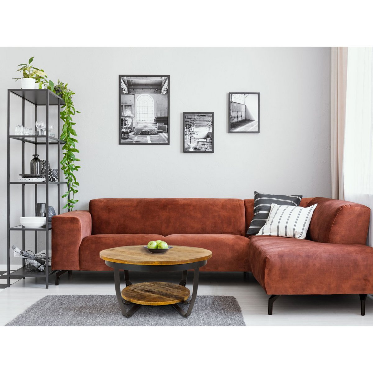 Salontafel rond ø65cm bijzettafel Los Angeles metalen frame zwart