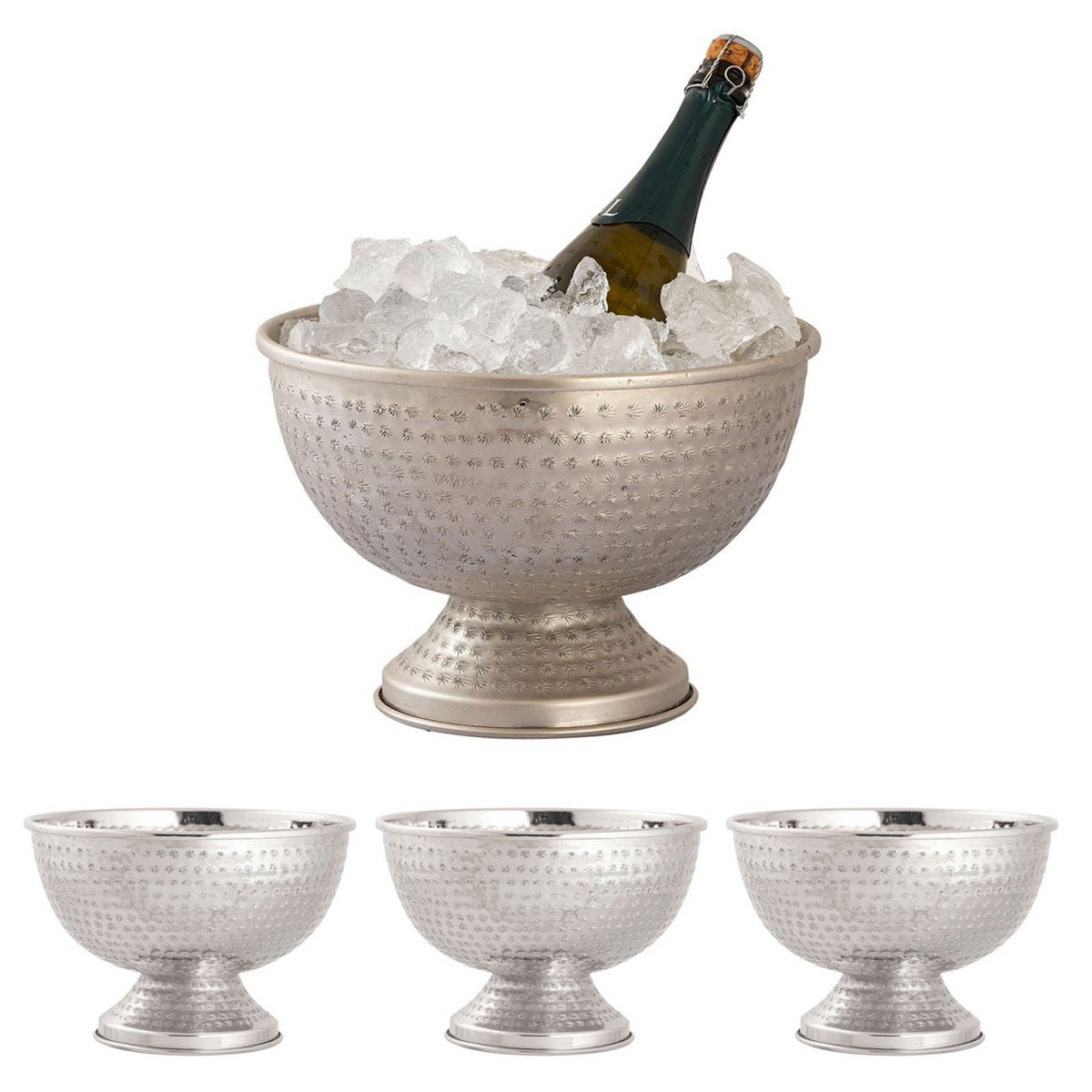 Fleskoeler wijnkoeler 4-delige metaal Ø 29 cm champagne koeler ronde zilveren goud ijs skyhears champagne