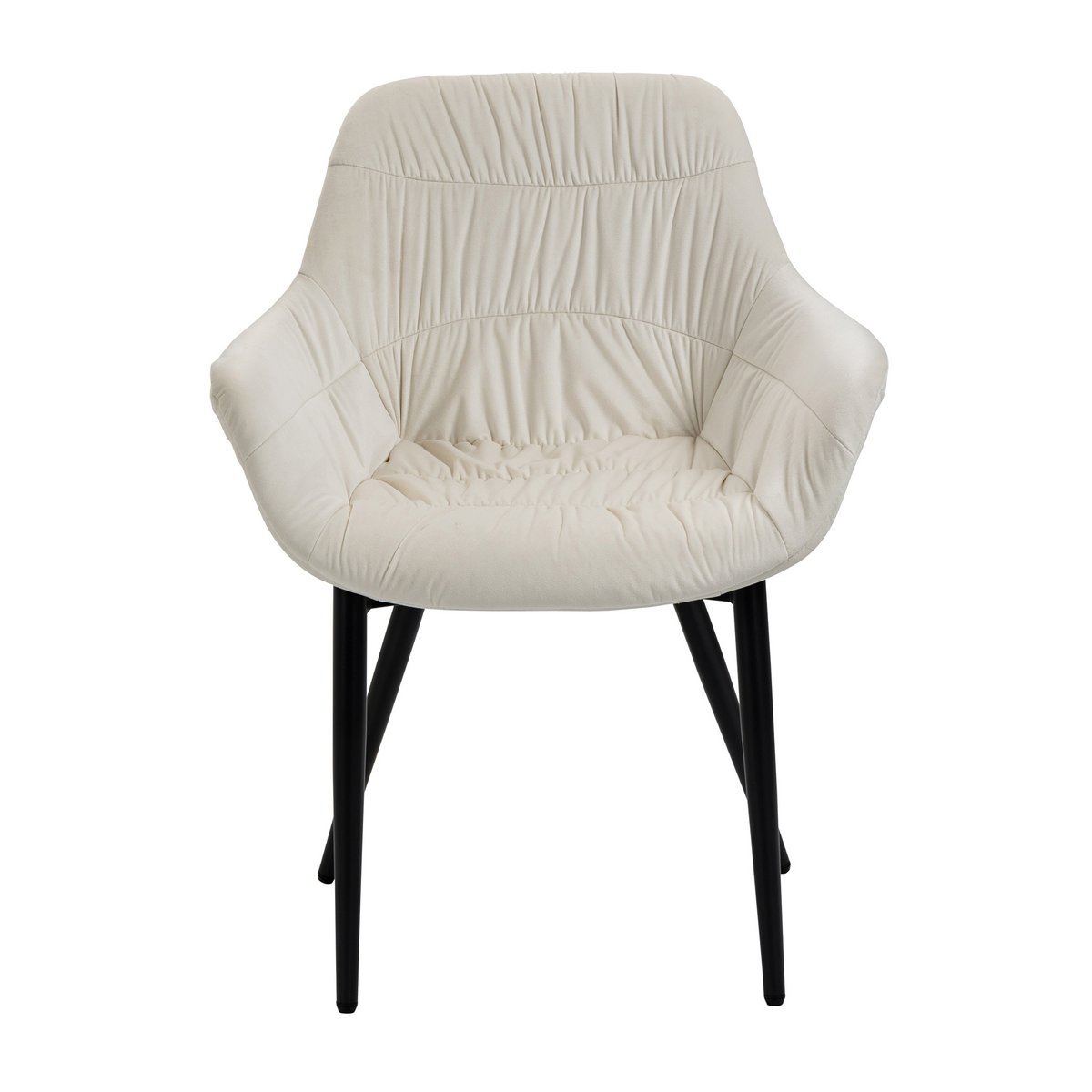 Fauteuil met honingraatstiksel in crème fluweel