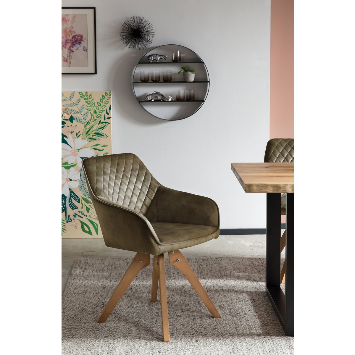 Fauteuil vintage fluweel velours, groen