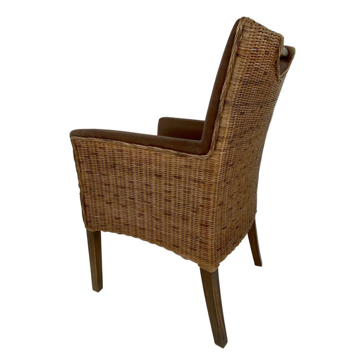 Eetkamerstoelen Set 4 stuks Rattan Armlehner fauteuil Bilbao gestoffeerde stoel bekleding leunstoel Prairie Brown