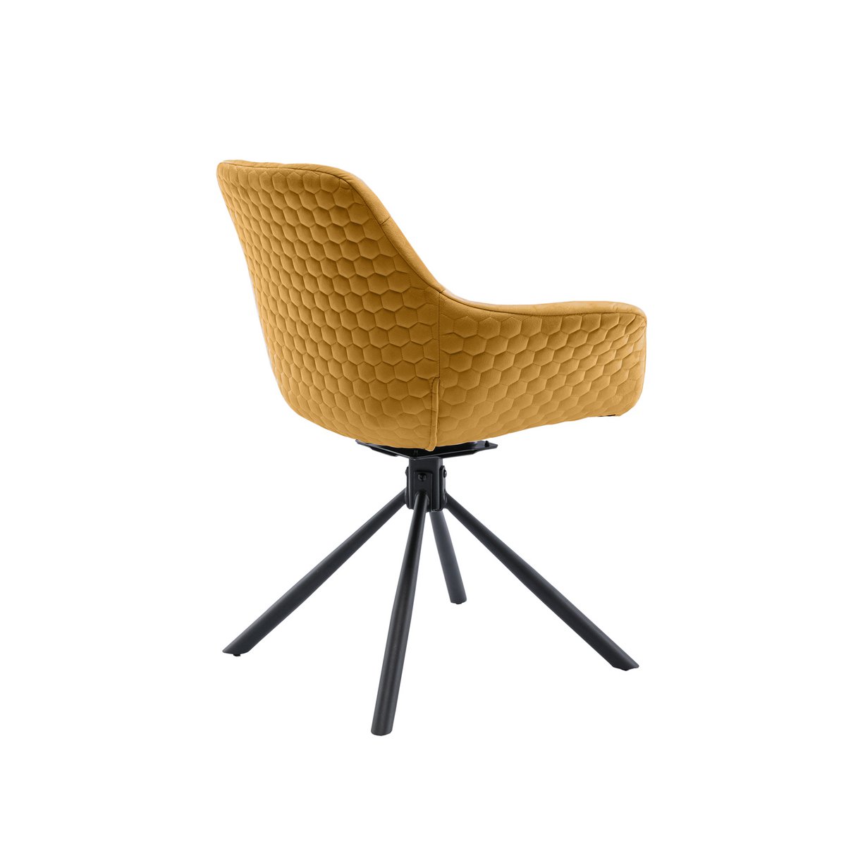 Fauteuil met honingraatstiksel in mosterdgeel fluweel