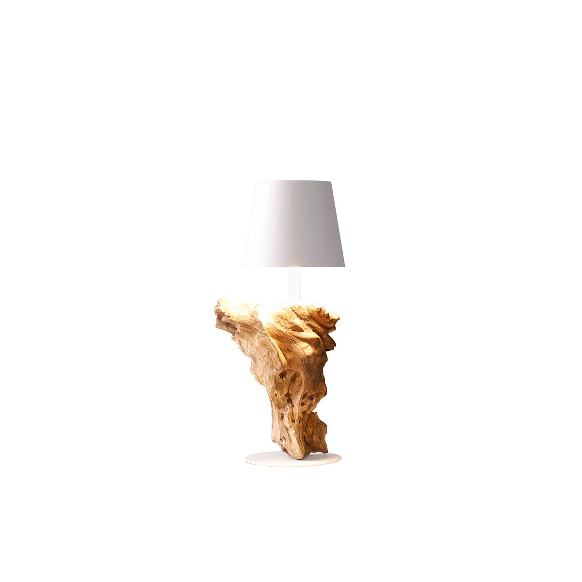 Tafellamp 29 cm naturel/wit met LED batterij