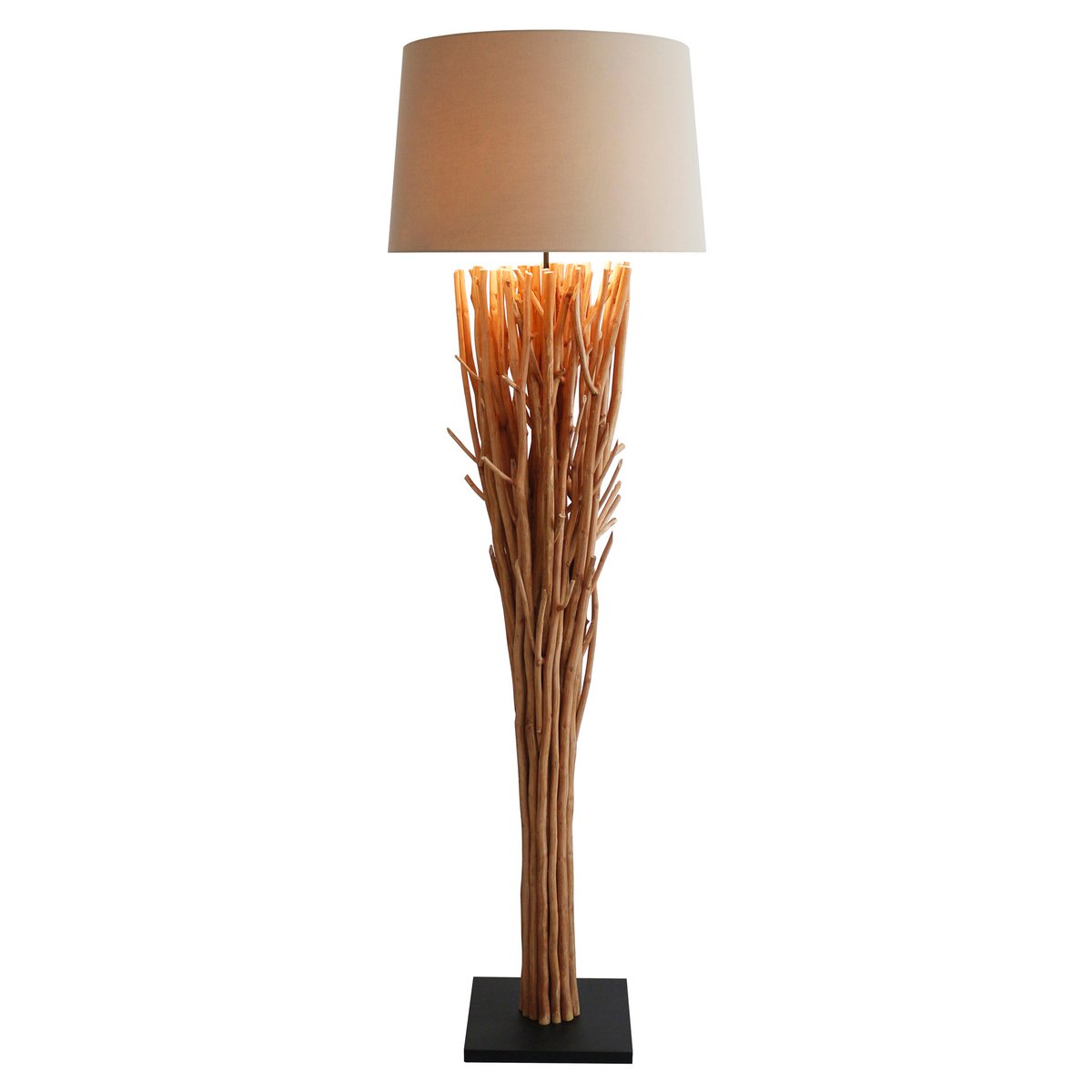 Vloerlamp drijfhout naturel/wit 175 cm