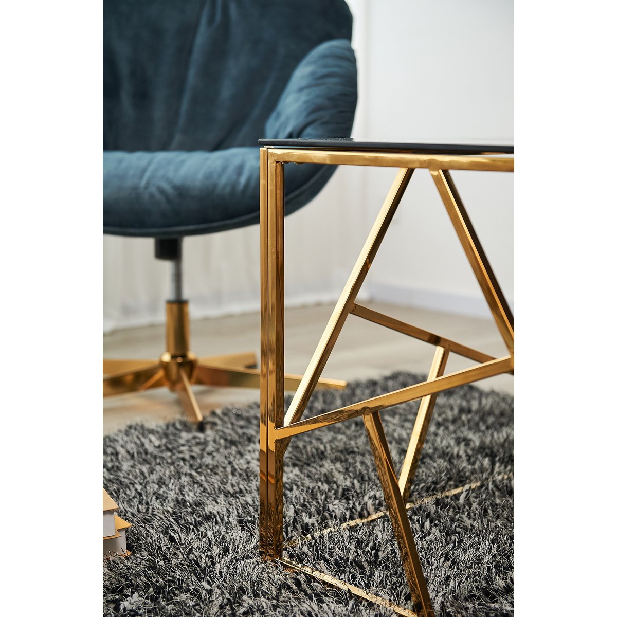 Bijzettafel goud/grijs 55x55 cm