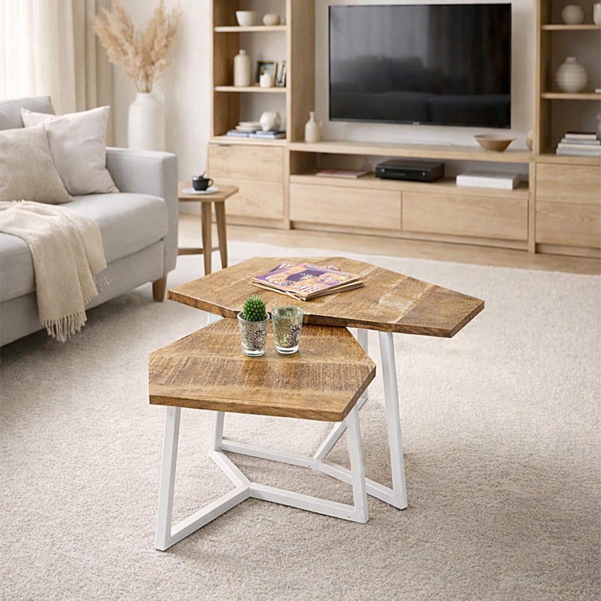 Set van 2 salontafels (6 stuks) 1 pallet woonkamertafel München metalen frame