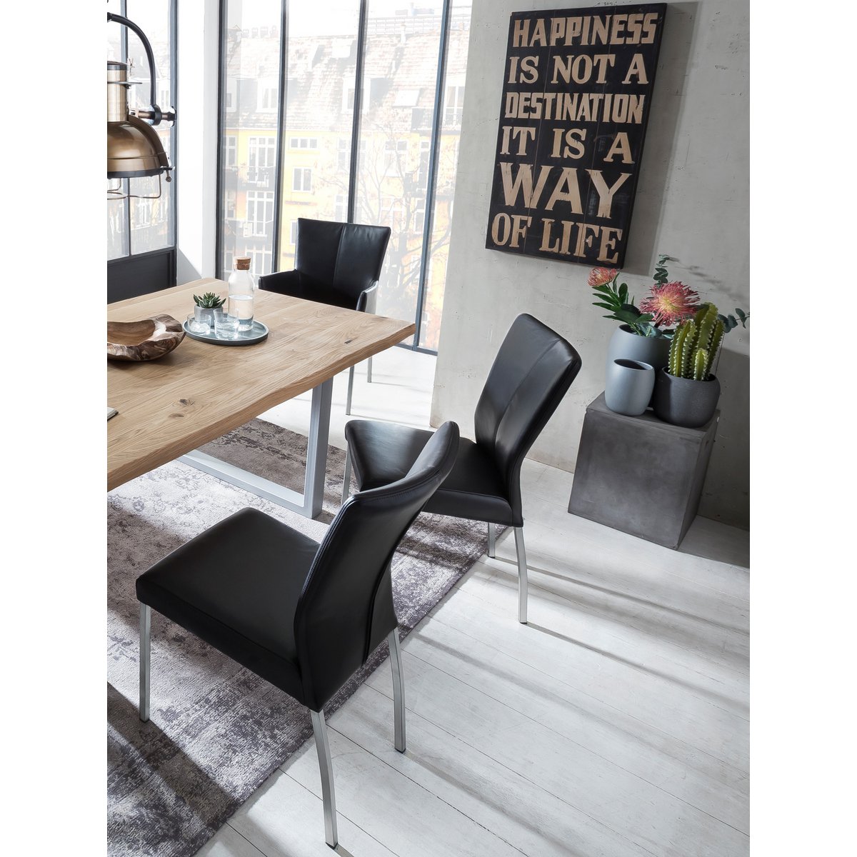 Tafel 180x90 cm, wilde eik, zilveren frame