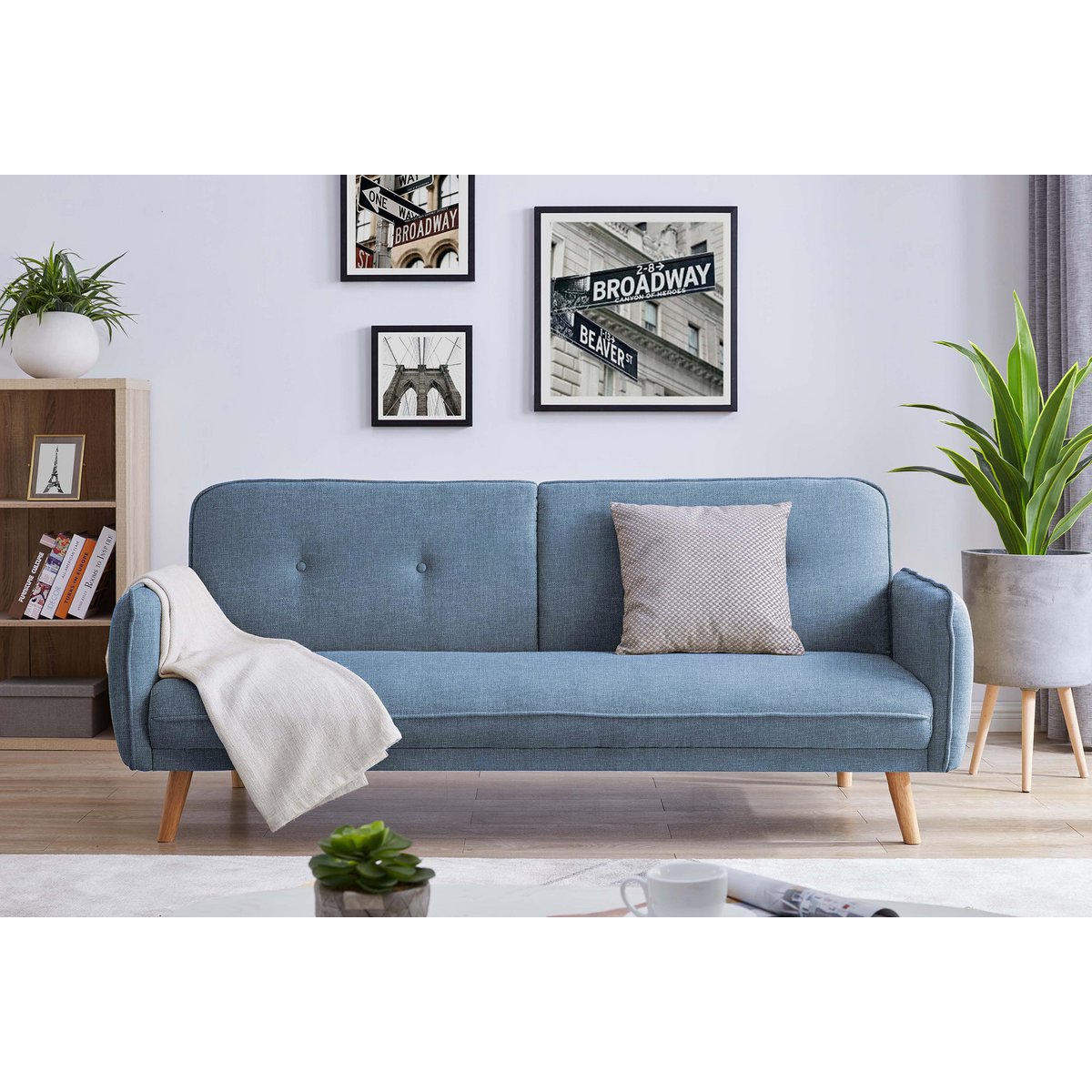 3-zitsbank structuurstof fijn blauw