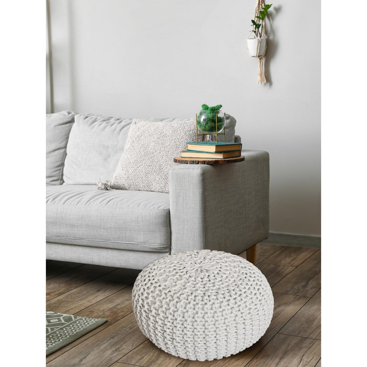 Brei -ontlasting pouf Ø 45 H 30 cm cm stoel pouf breien vloer kussen