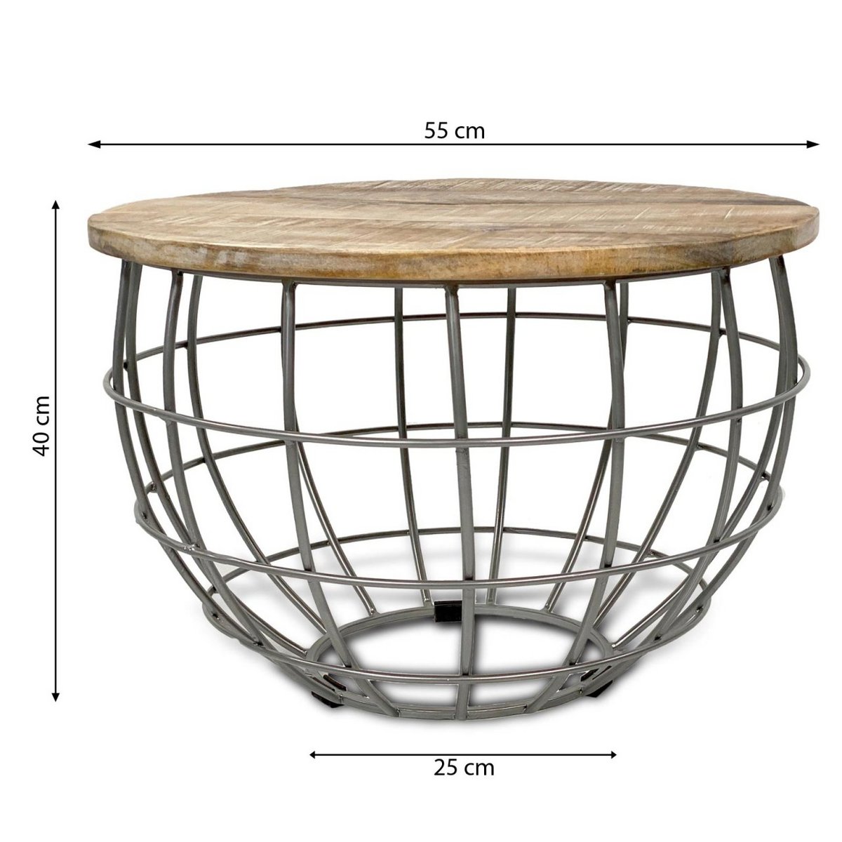 Bijzettafel Duurzame salontafel Woonkamer Tafel Ronde Lexington Ø 55 cm Metalen frame Solid