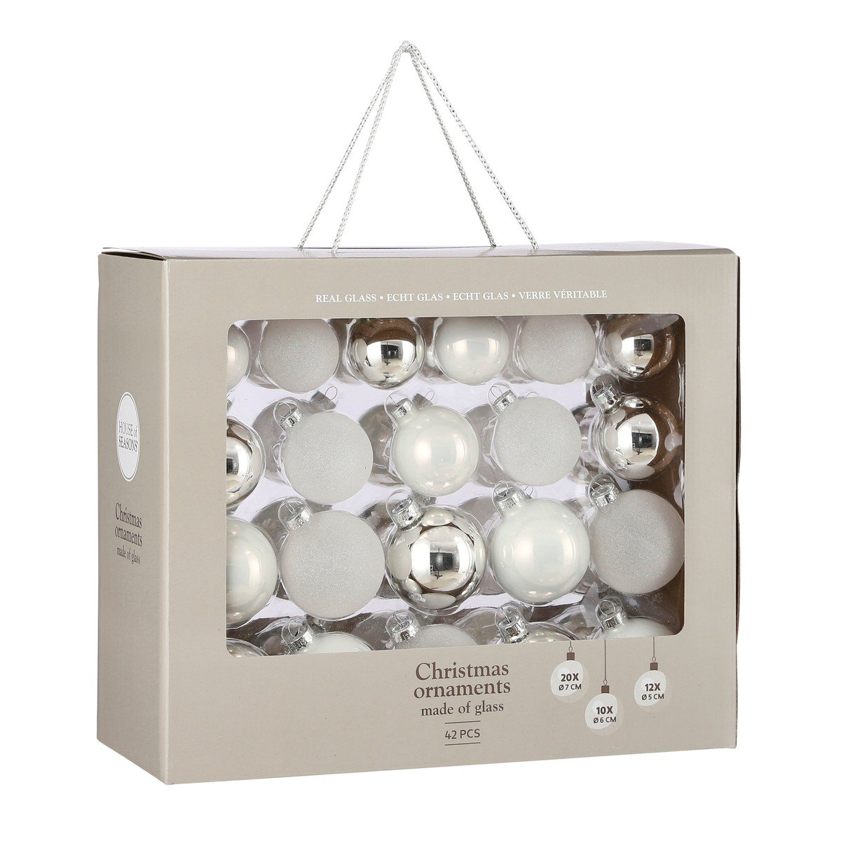 Kerstballen set Glass baubles Wit