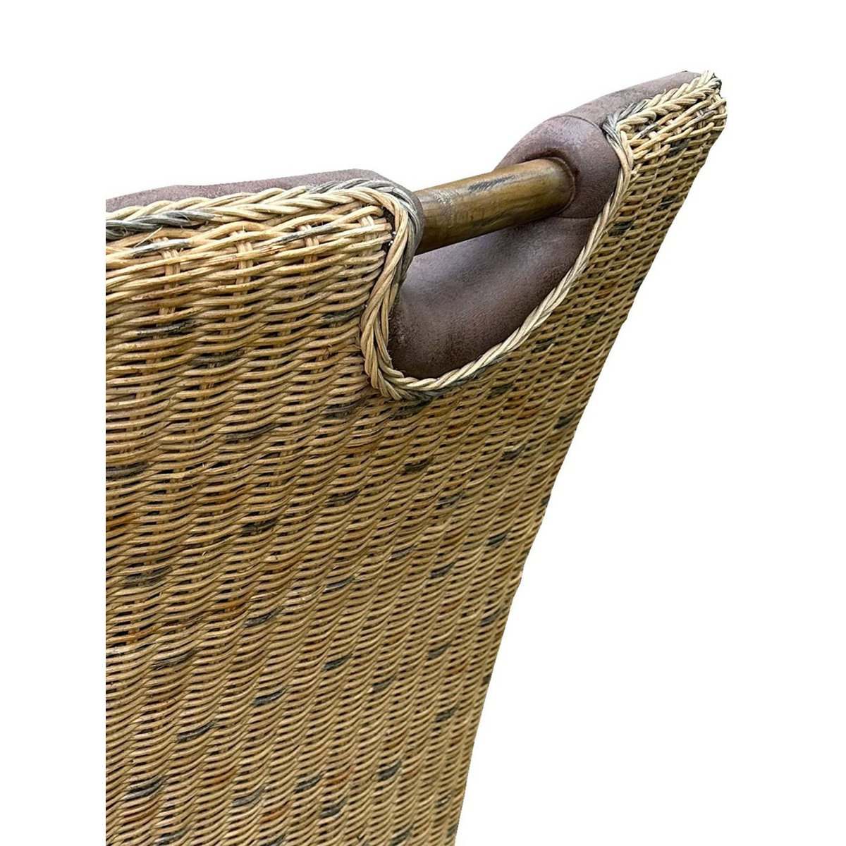 Rattan stoelstoel Set 6 stuks gestoffeerd met armleuningen Darwin eetkamer gestoffeerde lederen optieknootmus