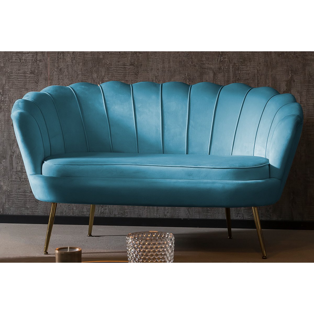 Fluwelen schelpenbank blauw