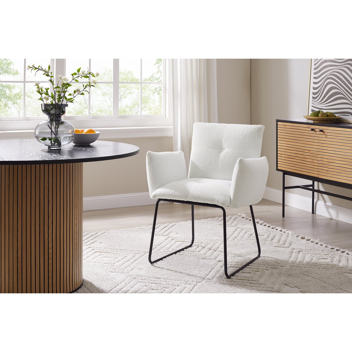 Fauteuil Bouclé stof wit