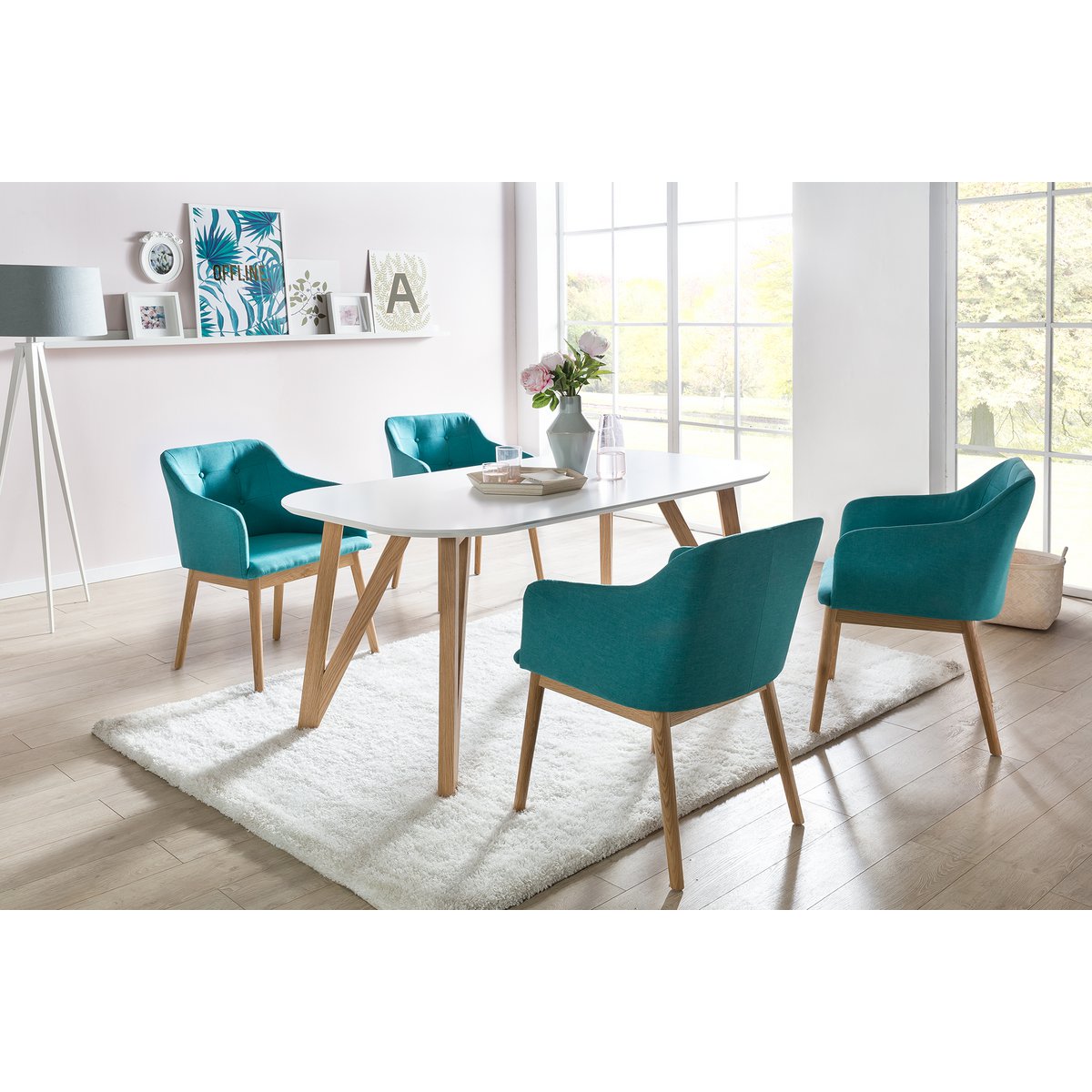 Eettafel 200x100x76 cm wit eiken