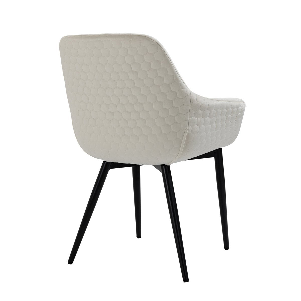 Fauteuil met honingraatstiksel in crème fluweel