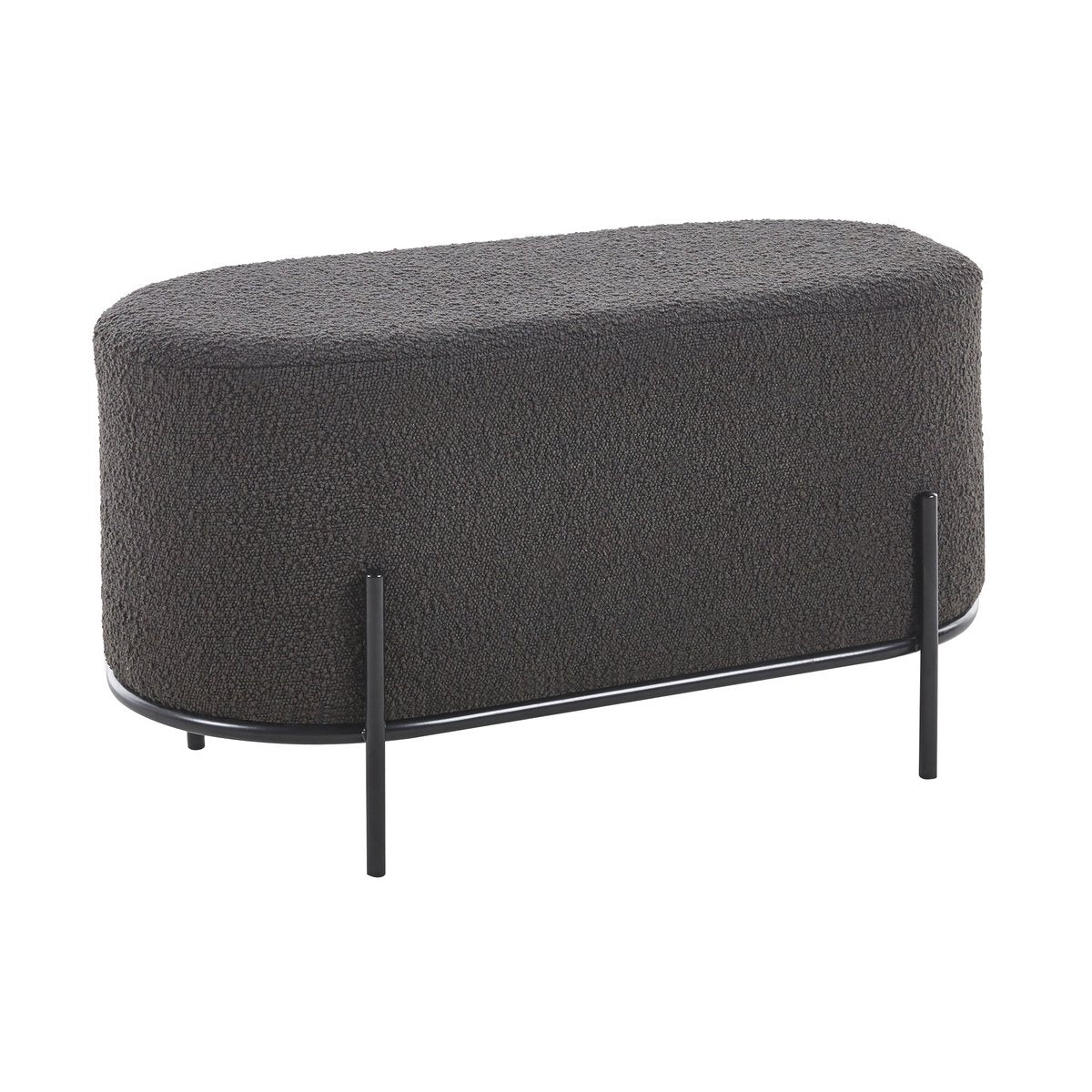 Polsterhocker Bouclé Stoff Antraciet