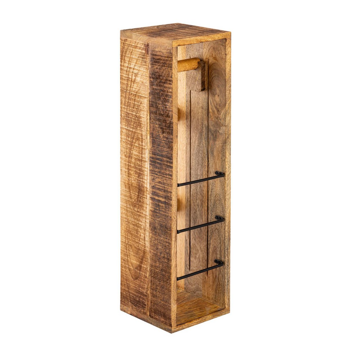 Toiletpapierhouder Toiletpapierhouder hout 17x17 H 65 cm mantelrol houder vierkant mango hout