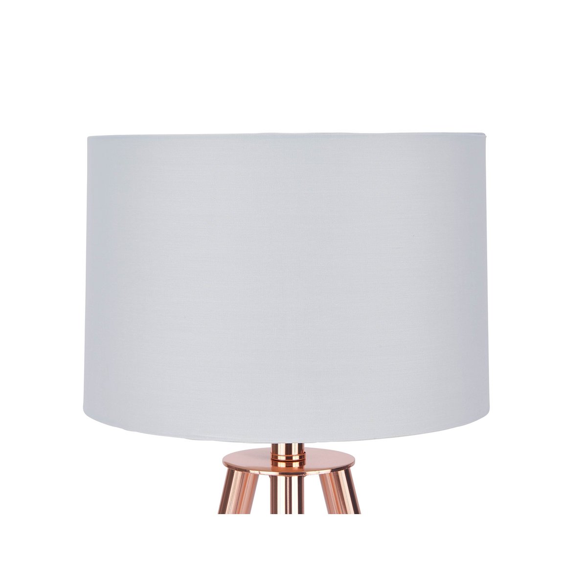 Vloerlamp met stoffen kap koper/wit