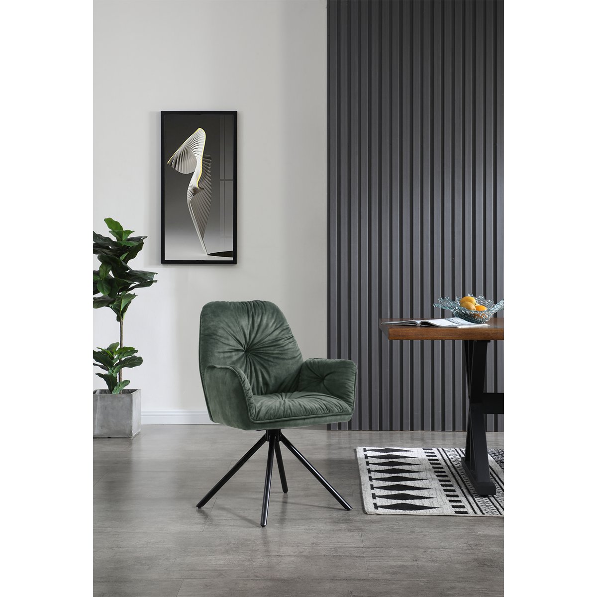 Fauteuil met 360° draaifunctie, donkergroen