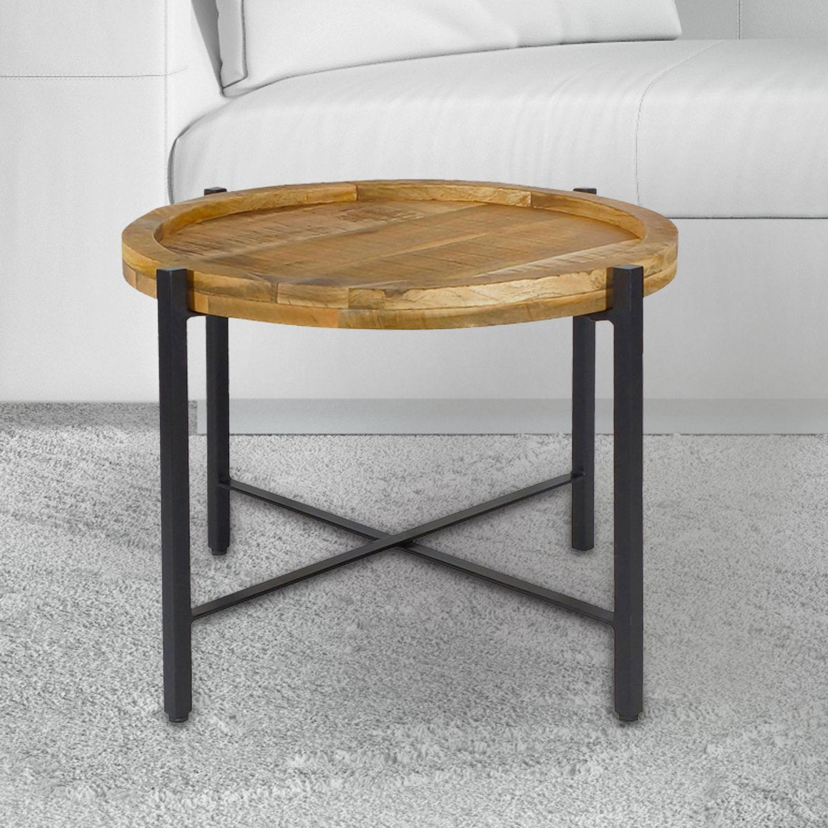 Bijzettafel ø55cm salontafel ronde woonkamertafel Sioux metalen frame
