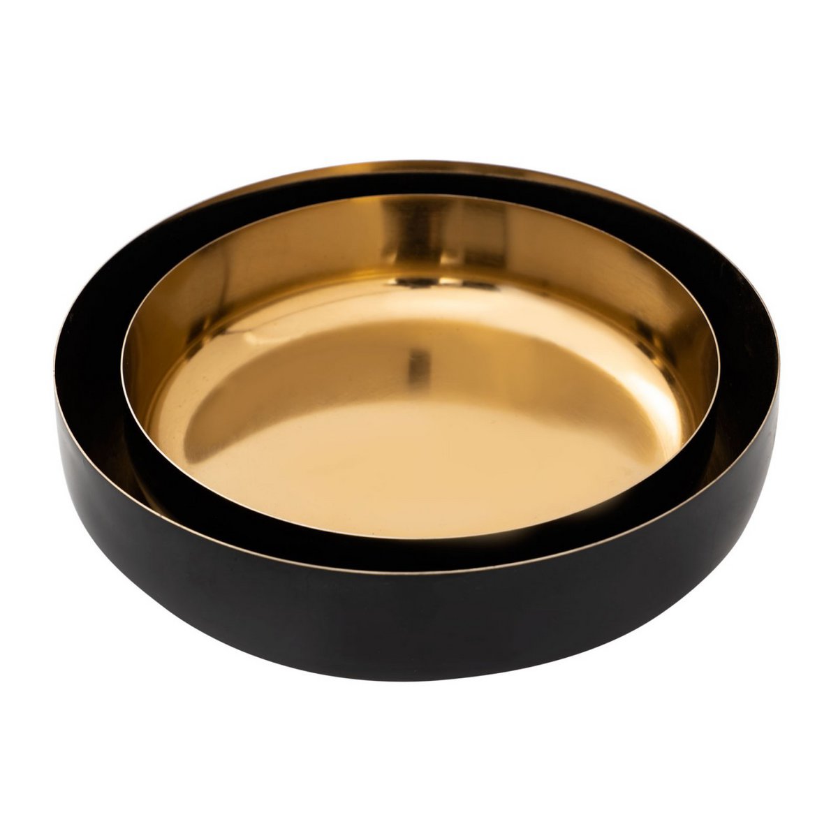Sierschaal, set van 2, rond, ø 22/18 cm Glam snackschaal, hoogwaardig metaal, binnenzijde goud en email