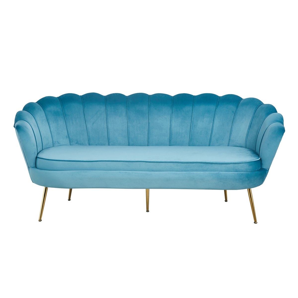 Shell bank 3 zits in fluweel blauw