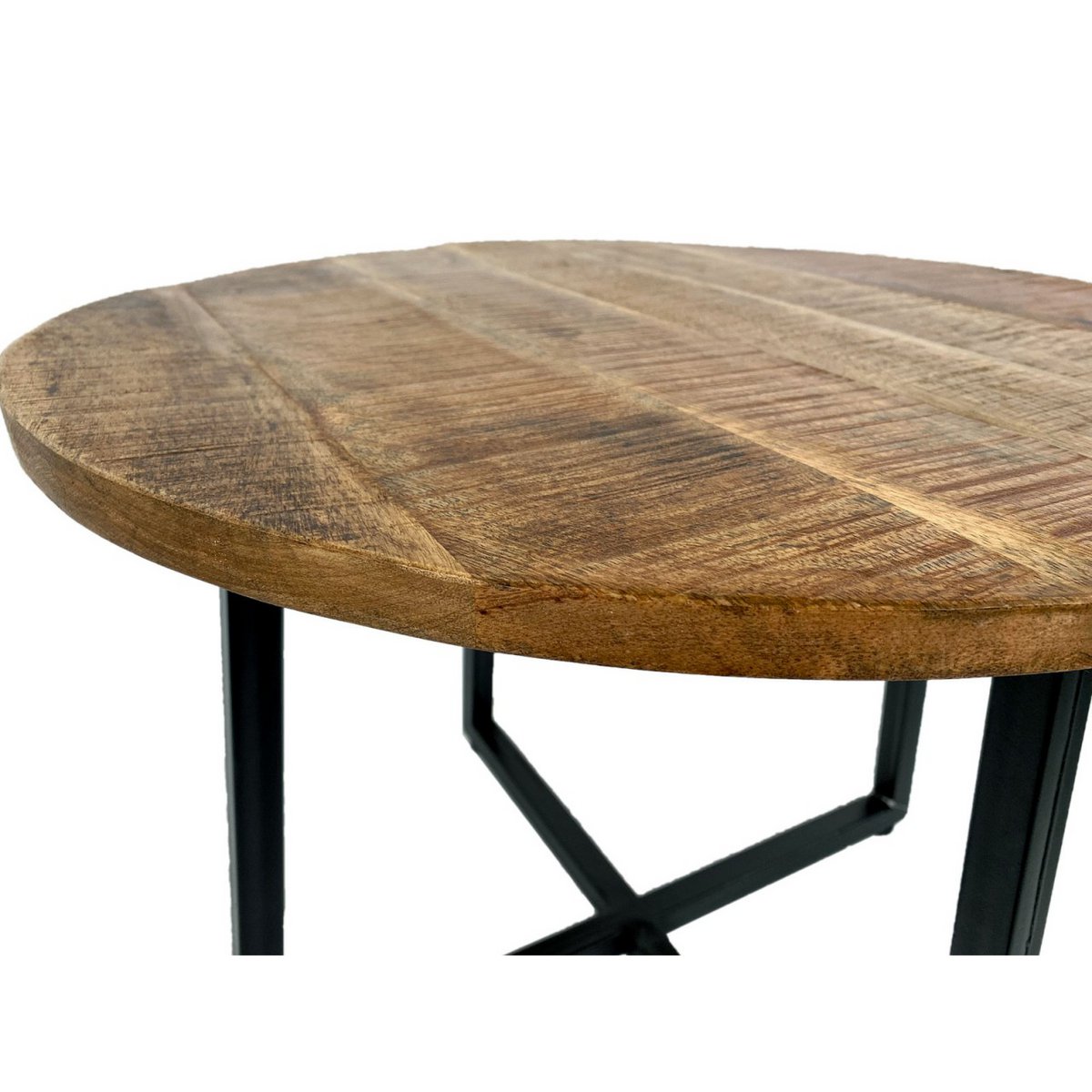 Salontafel rond 60 cm woonkamertafel bijzettafel Cannes metalen frame zwart wit antiek zilver