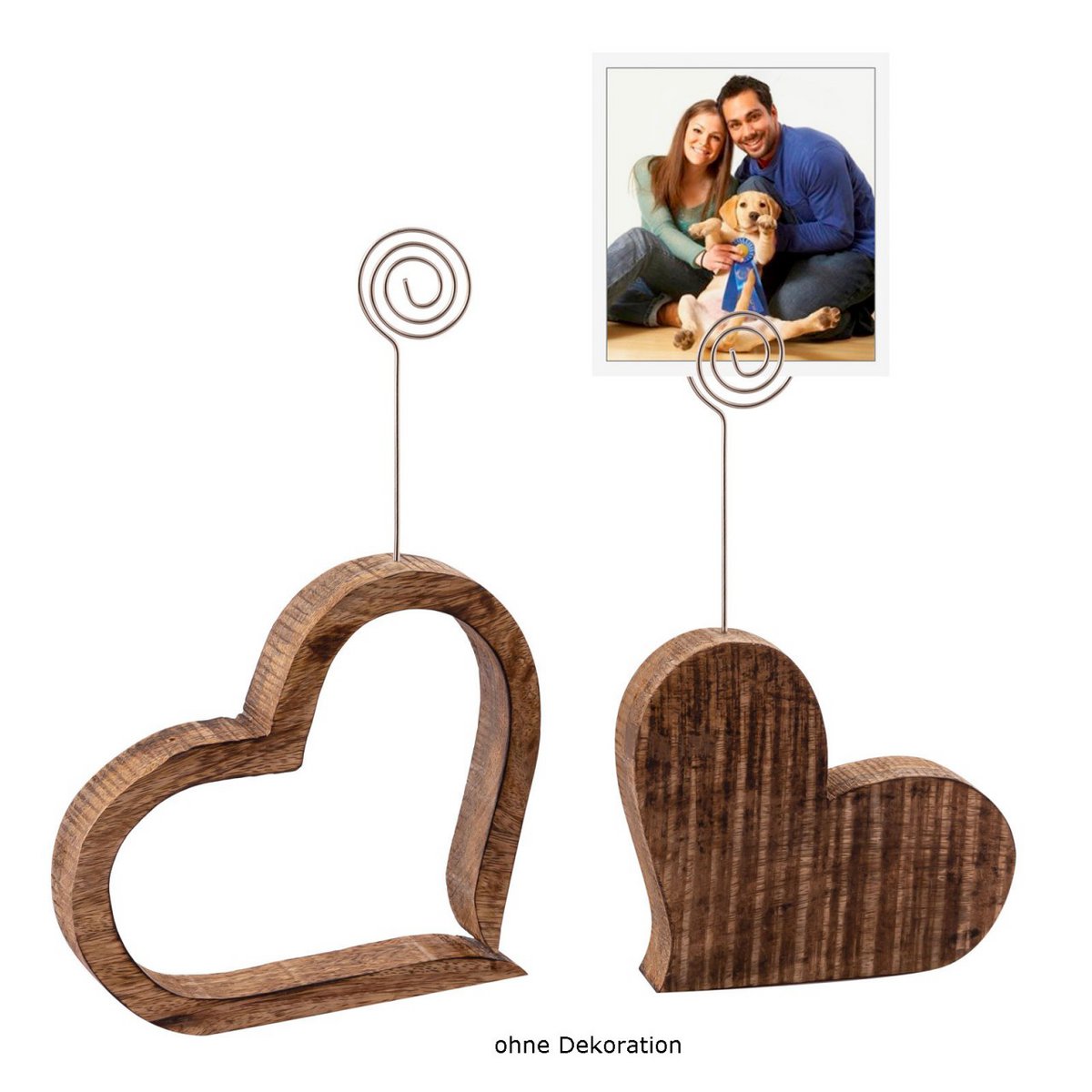 Wenskaarthouder foto-standaard fotoclip set 2-delige harttabel decoratie bruiloft decoratie mangoholz massief