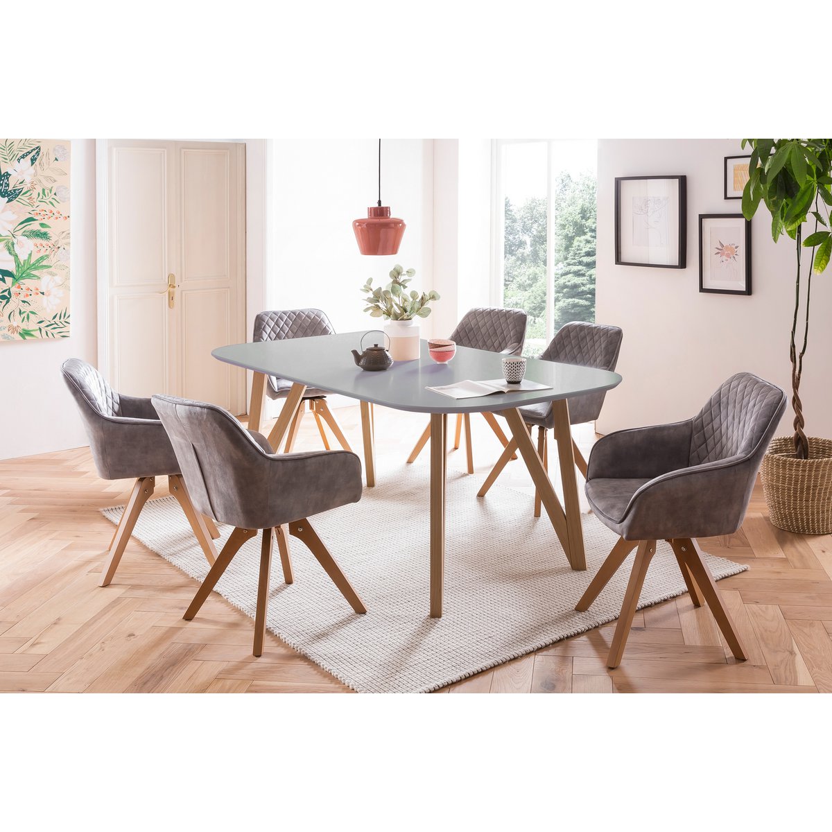 Eettafel 160x90x76 cm grijs eiken