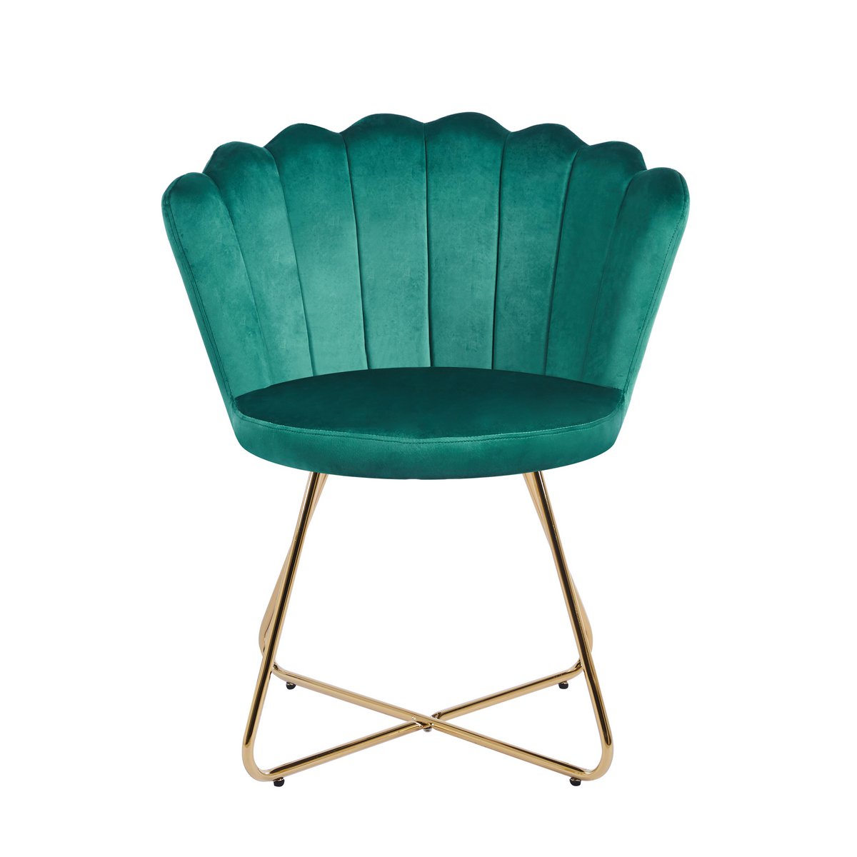 Set van 2 groene fluwelen schelpstoelen