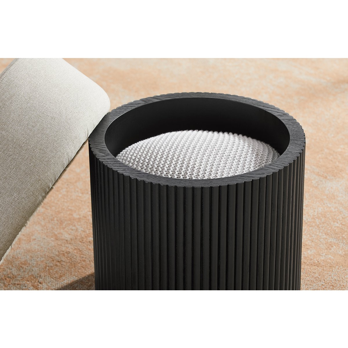 Stoel pouf met opslagruimte Ø 50 cm zwart/grijs