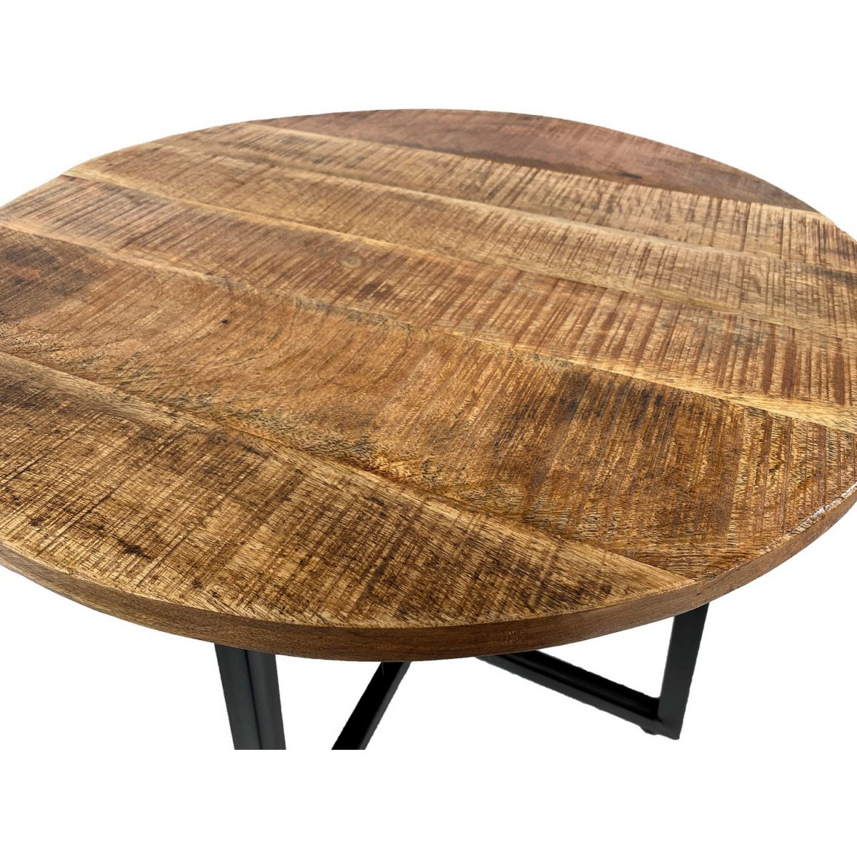 Salontafel rond 60 cm woonkamertafel bijzettafel Cannes metalen frame zwart wit antiek zilver