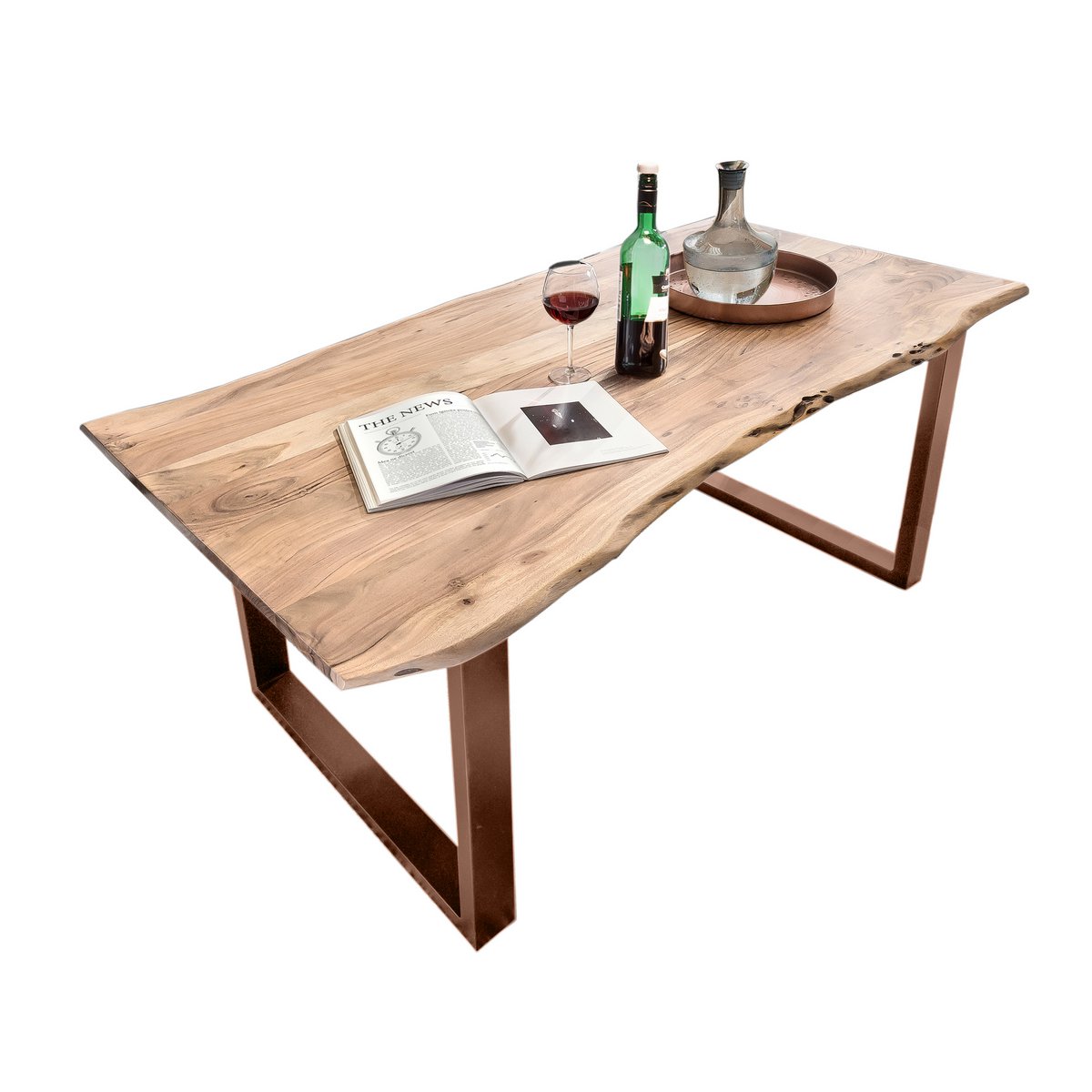 Tafel 200x100 cm, natuurlijk acacia, 56 mm