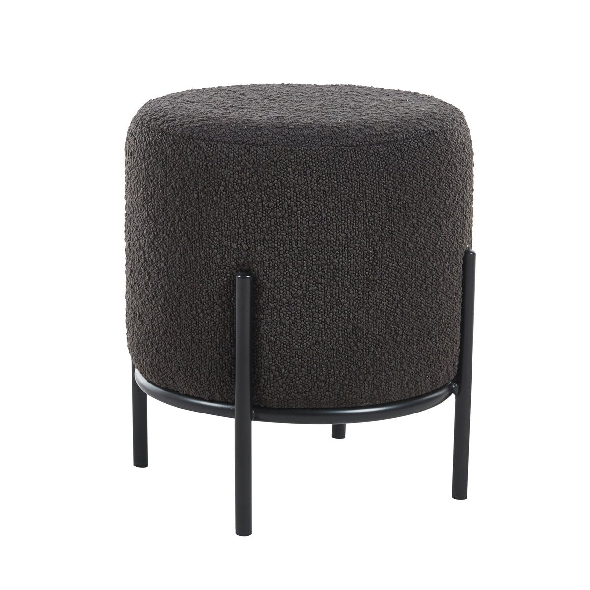 Polsterhocker Ø35 cm Bouclé Stoff Antraciet