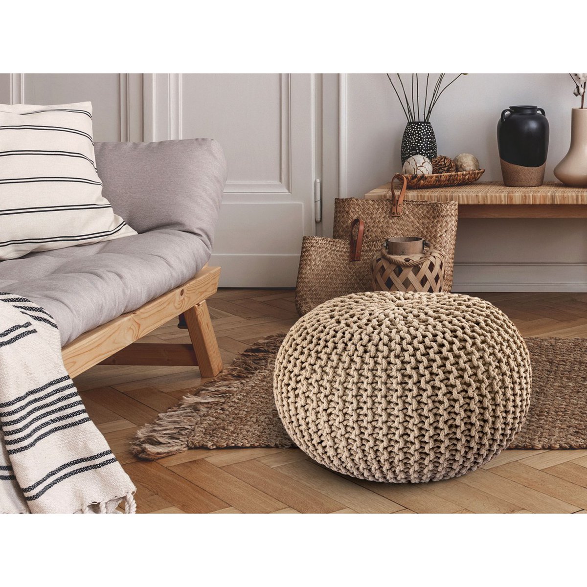 Pouf Ø 55 H 37 H 37 brei -kruk stoel pouf vloerkussen duurzaam