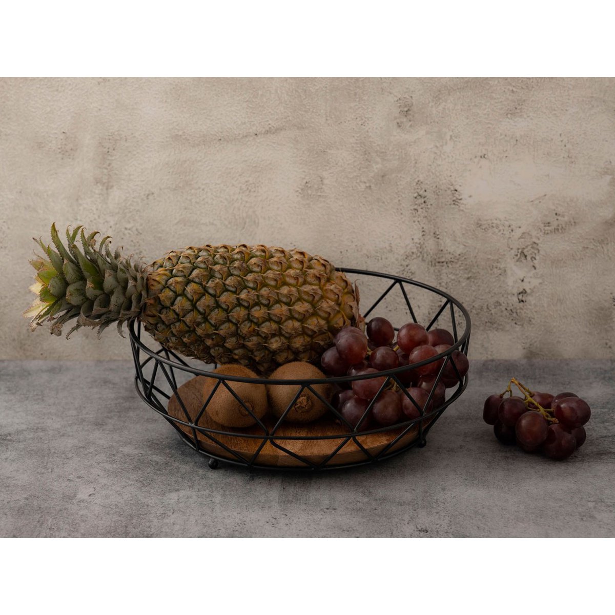 Fruitkom metalen broodmand rond neo Ø 28 cm H 10 cm fruitmand metaal zwart