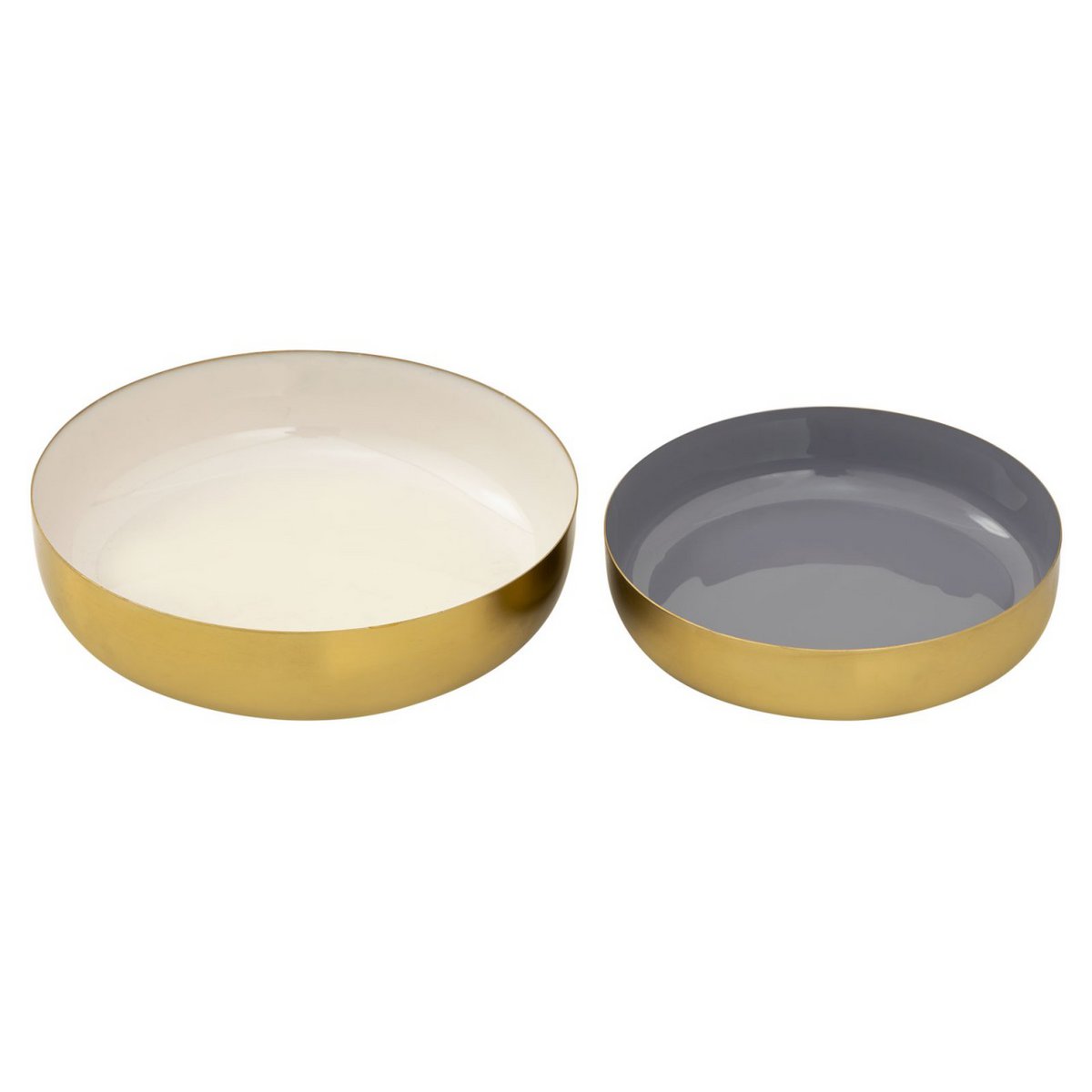Sierschaal, set van 2, rond, ø 22/18 cm Glam snackschaal, hoogwaardig metaal, binnenzijde goud en email