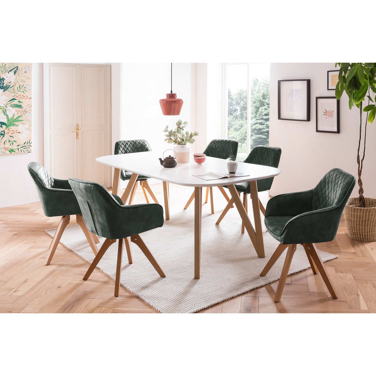 Eettafel 160x90x76 cm wit eiken