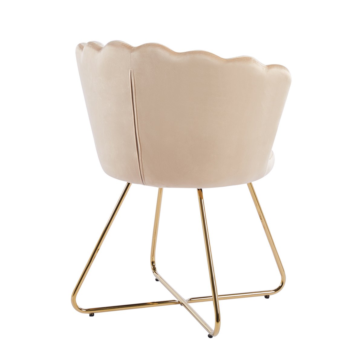 Fluwelen schelpstoelenset van 2 beige
