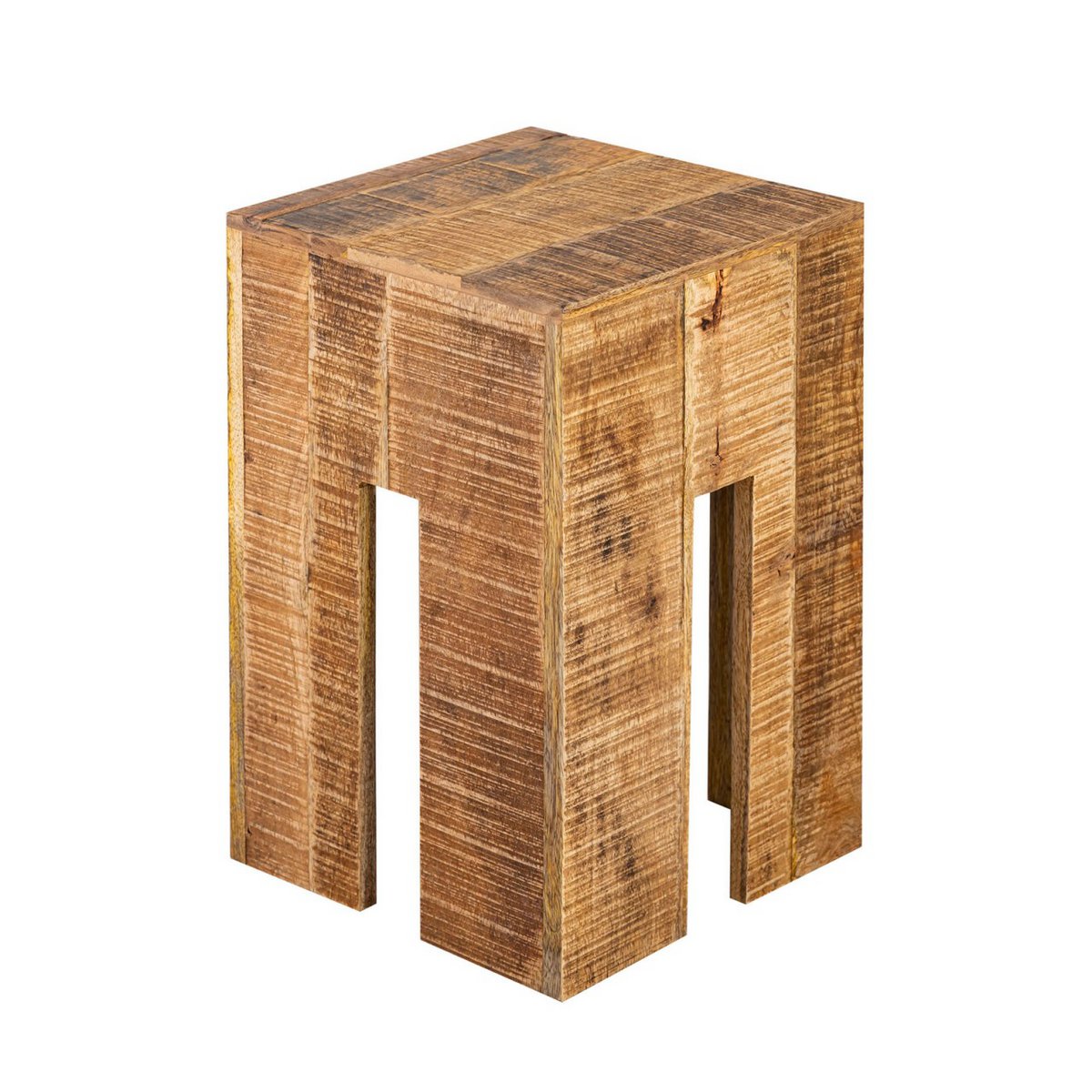 Kruk vierkant 28 x 45 x 28 cm bloemkrukbloem kolom stoel ontlasting bijzettafel mango hout