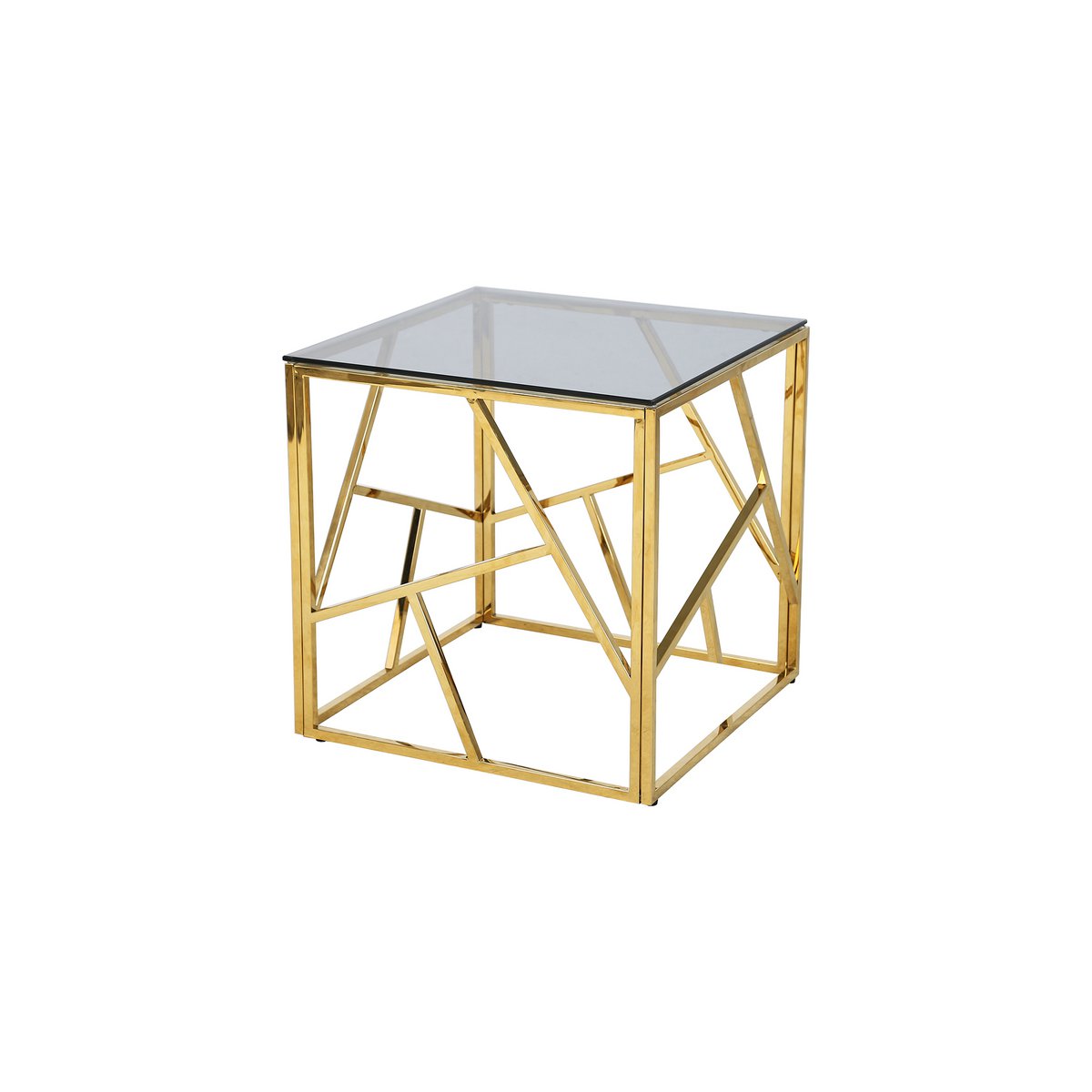 Bijzettafel goud/grijs 55x55 cm
