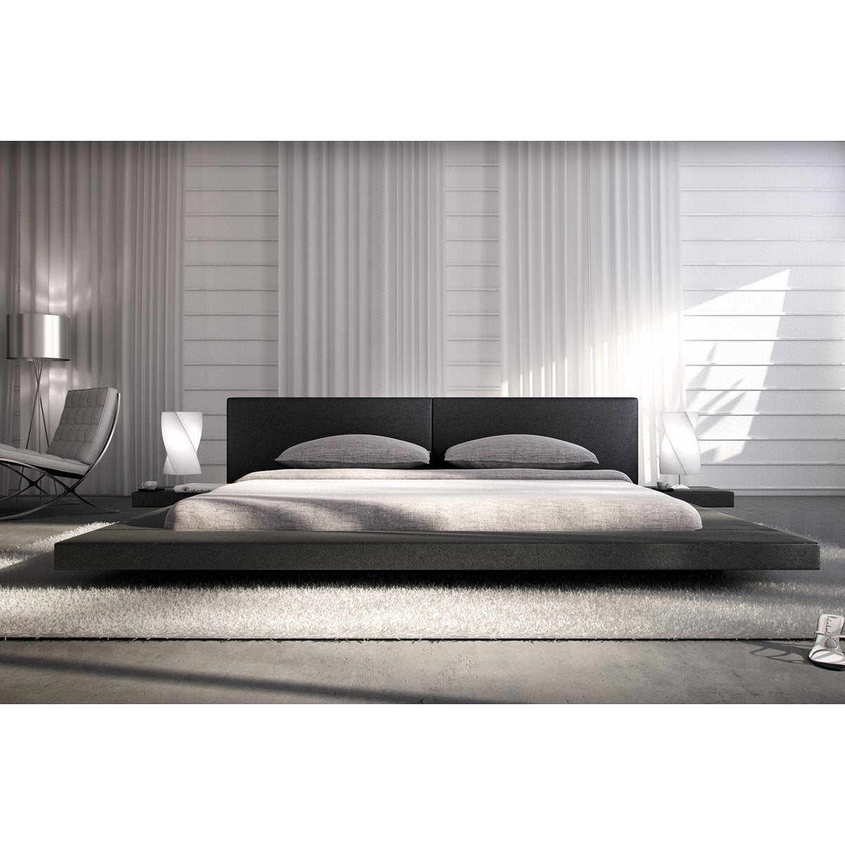 Gestoffeerd bed 140x200 cm zwart kunstleerlook
