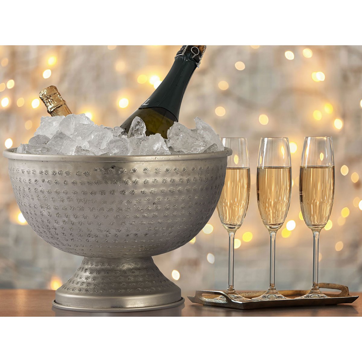 Fles --koeler wijnkoeler metaal Ø 29 cm champagne koeler rond zilveren gouden ijshemel koeler champagne koeler