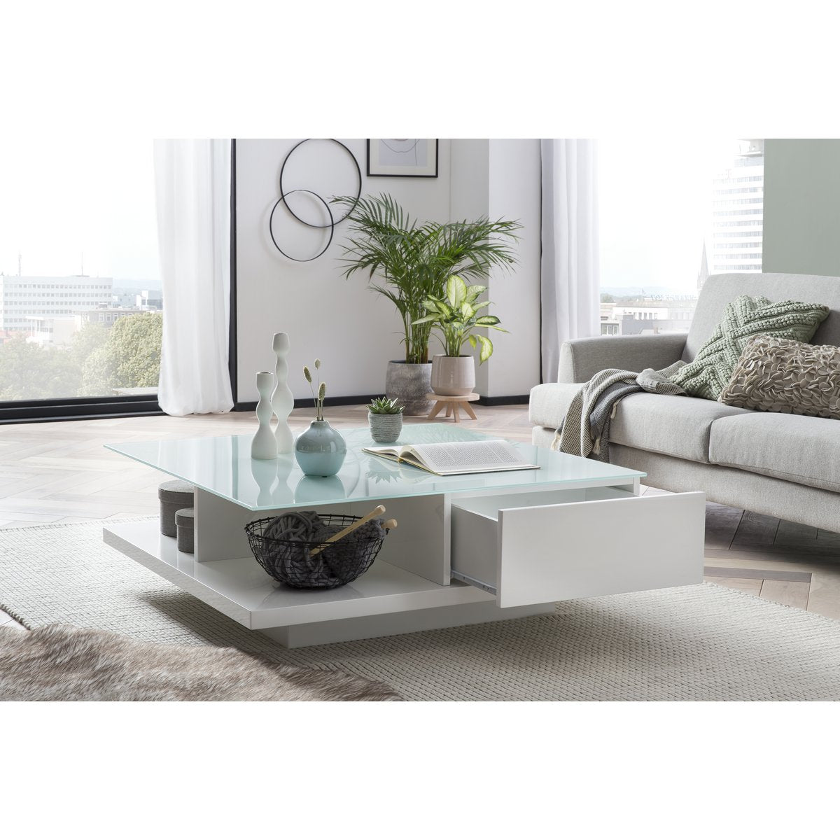 Salontafel 100x100x36 cm wit