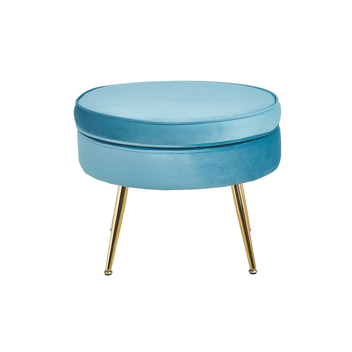 Ronde fluwelen poef blauw