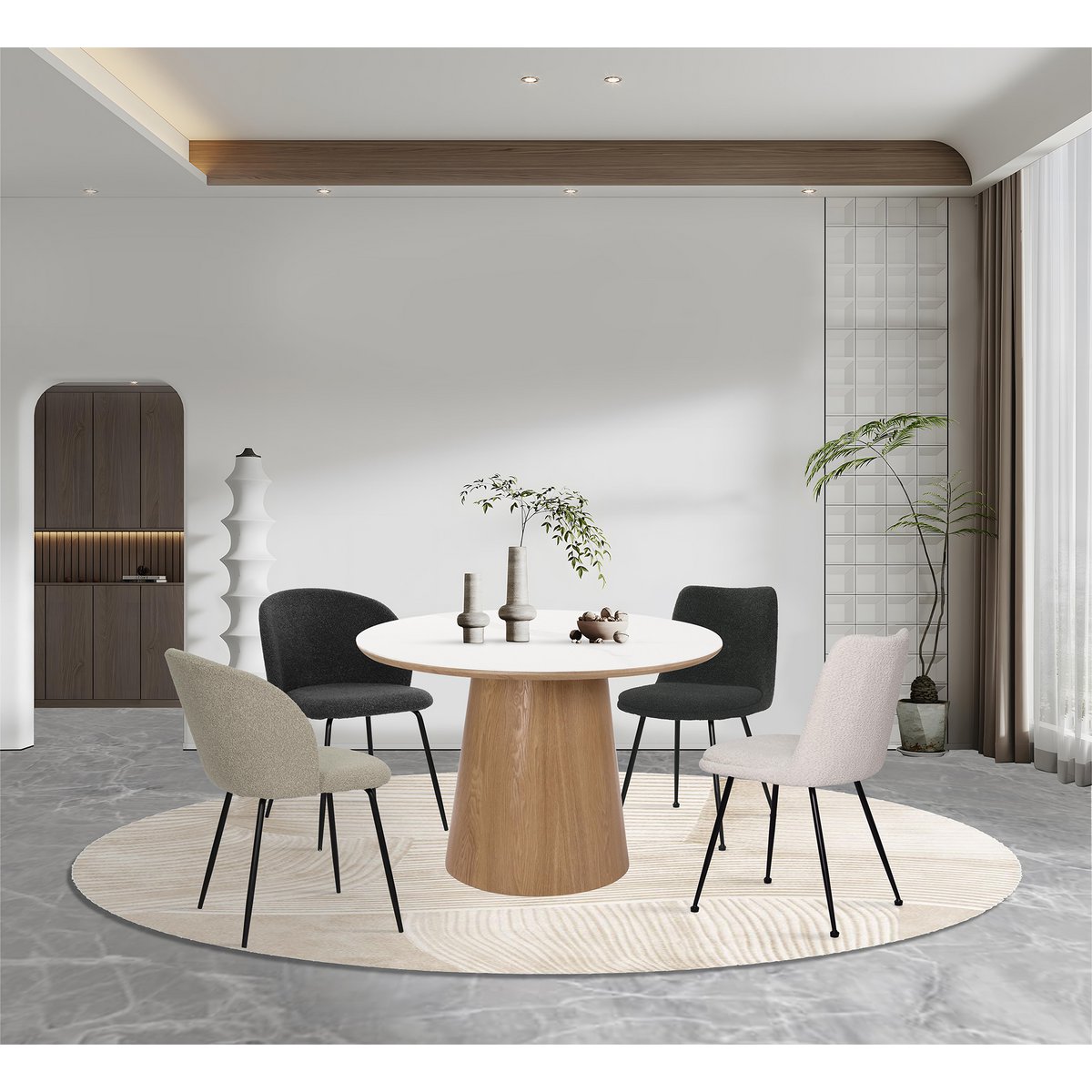 Set van 2 stoelen met structuurstoffen bekleding