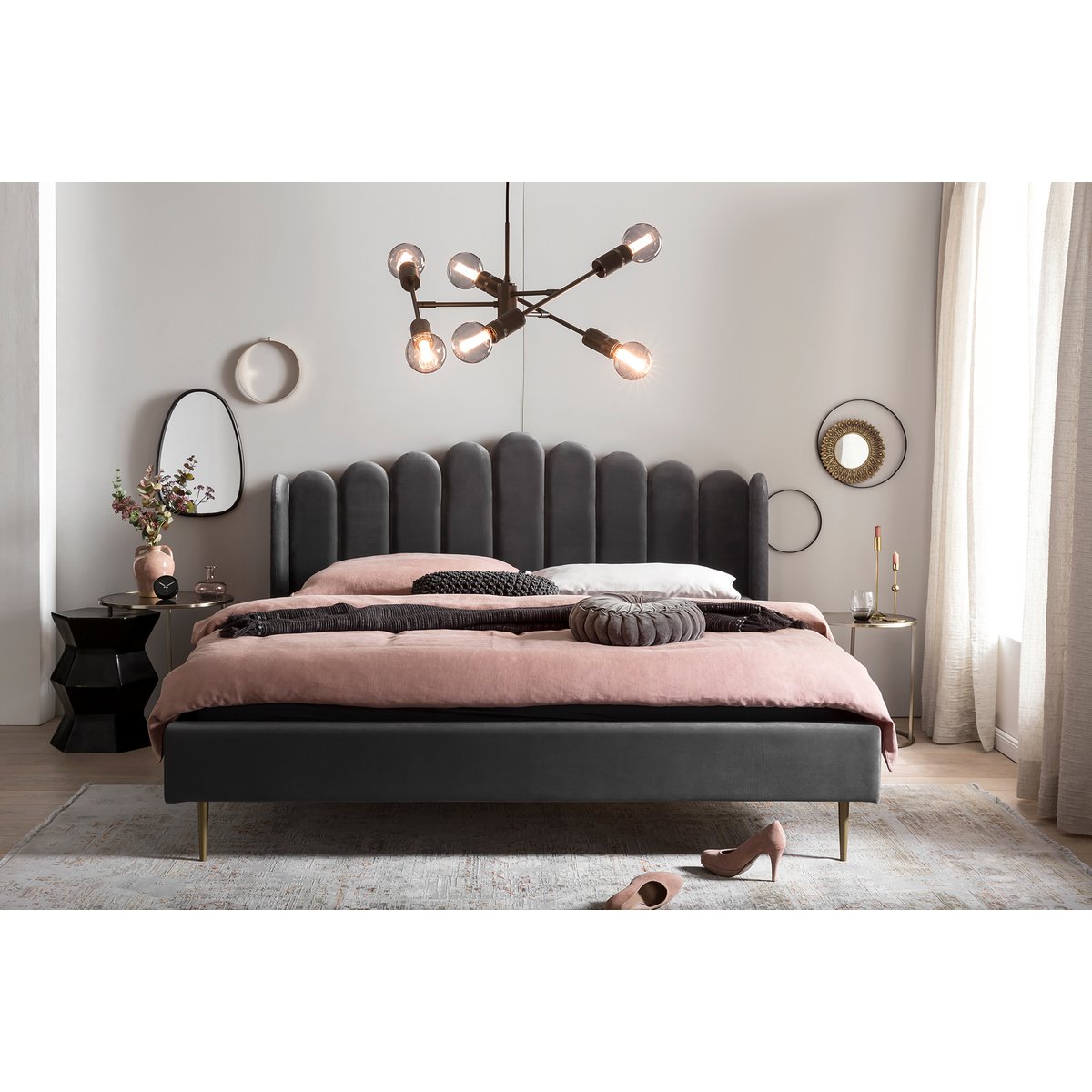 Fluwelen schelpenbed 140x200 cm