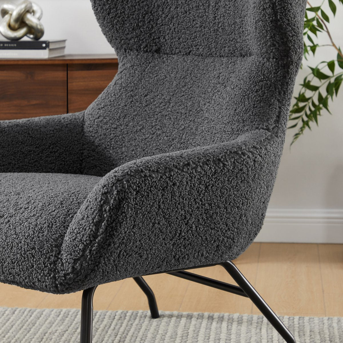 Fauteuil- en krukset teddybont antraciet